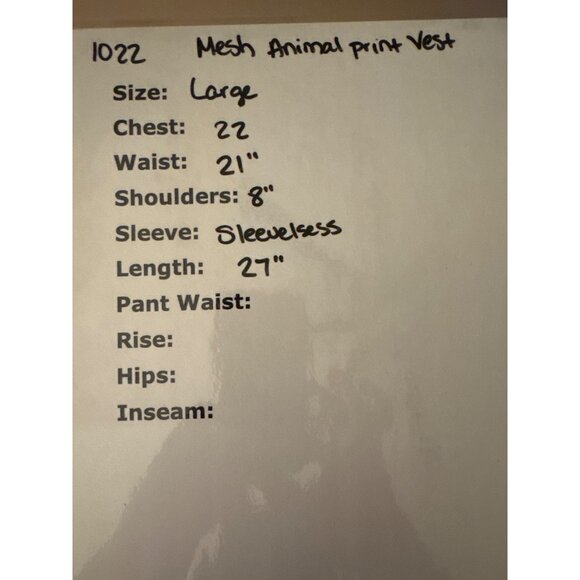 Leopard Print Sleeveless Zip-Up Mesh Blouse W/ Embroidered Cats - Picture 7 of 7